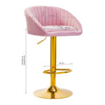 4Rico Bar Hocker Qs-B16G Terciopelo Rosa 5