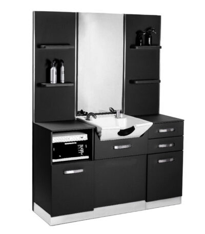 Consola De Barbero Gabbiano B085 Con Lavabo Negro