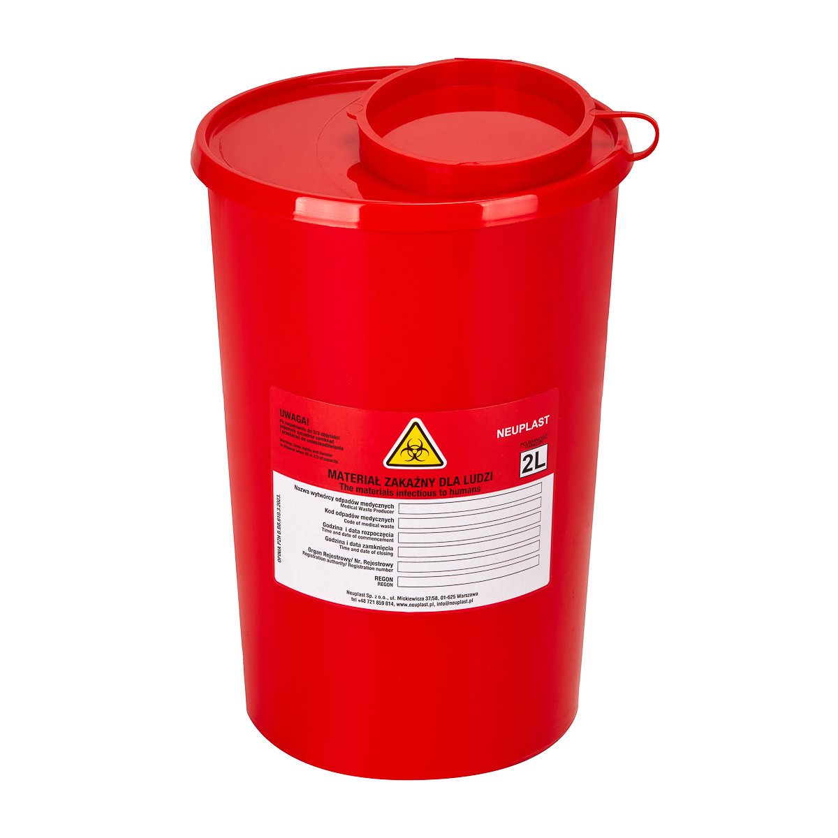 Contenedor De Residuos Sanitarios 2 L Rojo Contenedor De Residuos Sanitarios 2 L Rojo