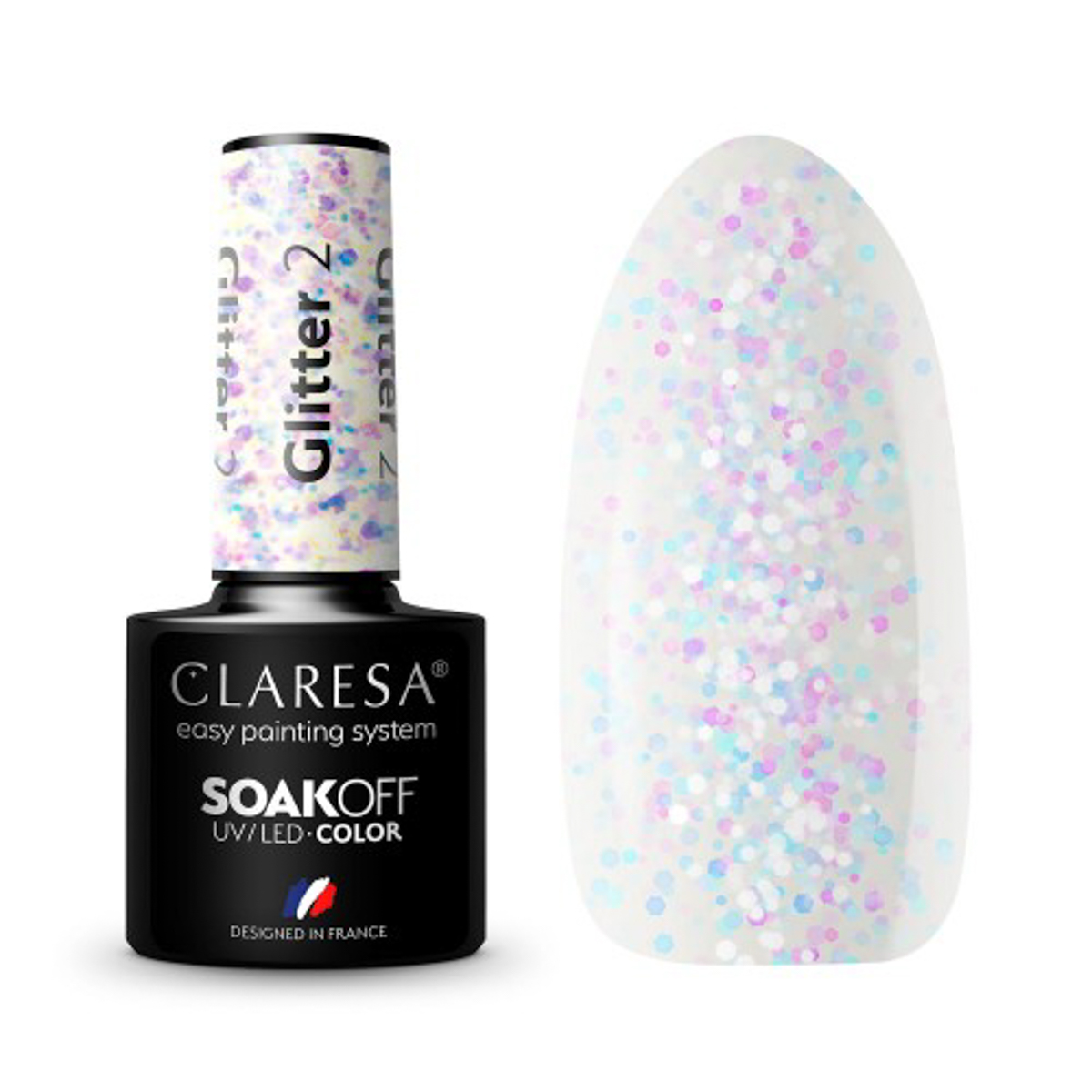Verniz para unhas Claresa Glitter Hybrid 2 -5G Verniz para unhas Claresa Glitter Hybrid 2 -5G