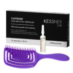 Set De Cepillo Flexible Para El Cabello O-327 Morado Y Ampollas De Cafeína Kessner Lab