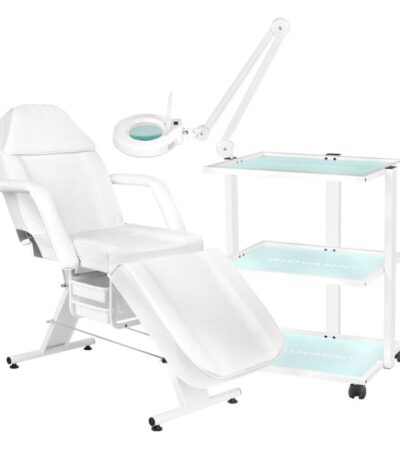 Sillón Cosmético Básico 202 + Mesa Cosmética 1040 + Lámpara Lupa Led S5