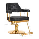 Sillón De Peluquería Gabbiano Granda Dorado Y Negro 7